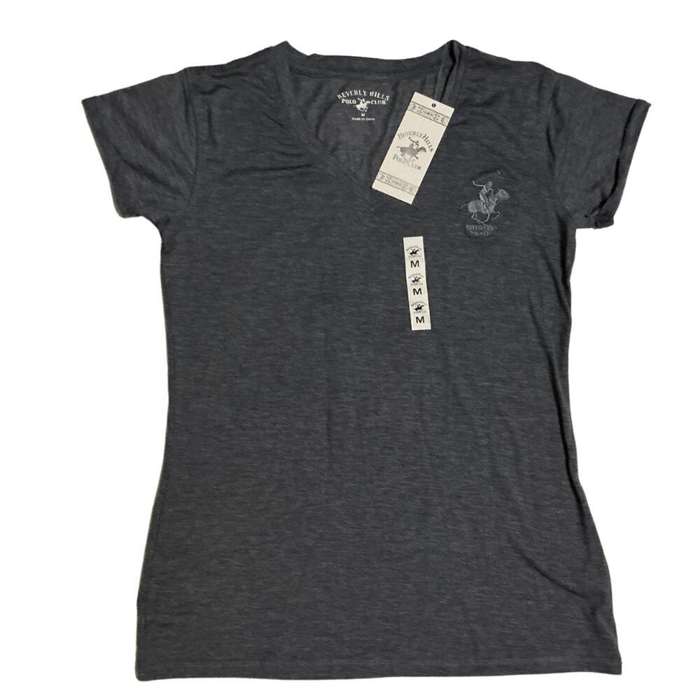 Womens Active T-Shirt Medium Beverly Hills Polo Club Rolled Sleeve Gray